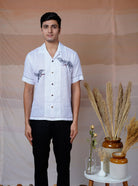 Flying Wings - Hand Embroidered Unisex Linen Shirt - CiceroniShirtsCultura Studio