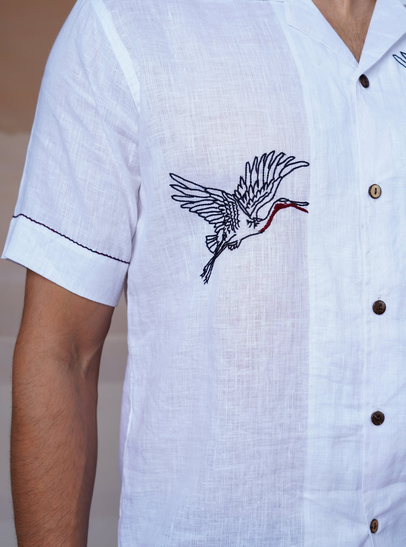 Flying Wings - Hand Embroidered Unisex Linen Shirt - CiceroniShirtsCultura Studio