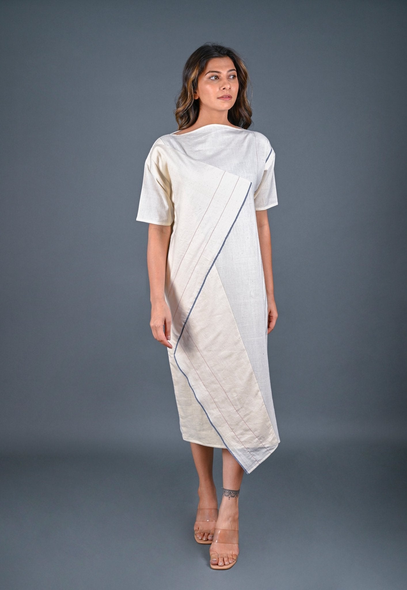 Folded Dress Diagonal Detail - Zero Waste - CiceroniDressesRang by Rajvi