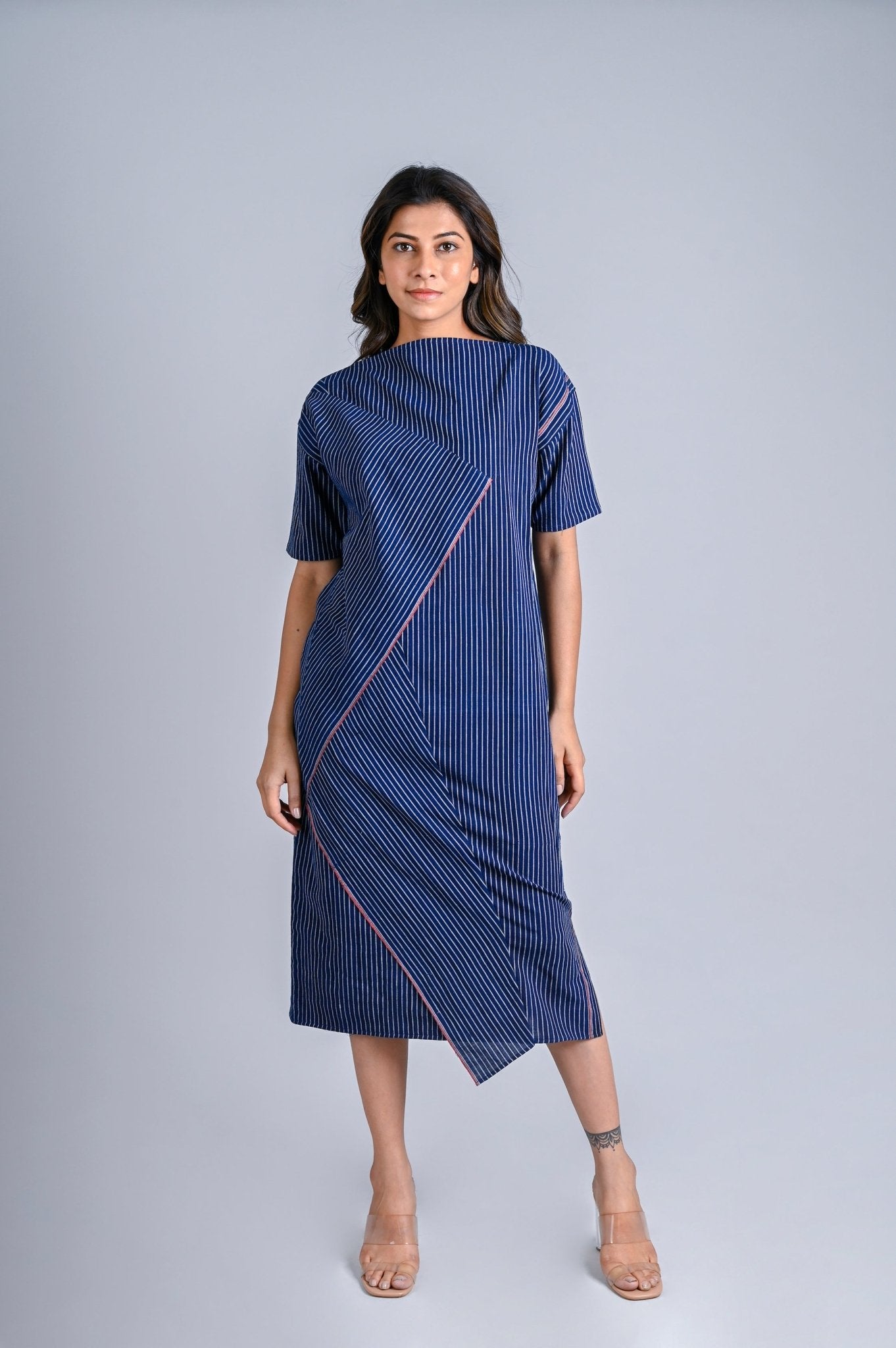 Folded Dress Diagonal Detail - Zero Waste - CiceroniDressesRang by Rajvi