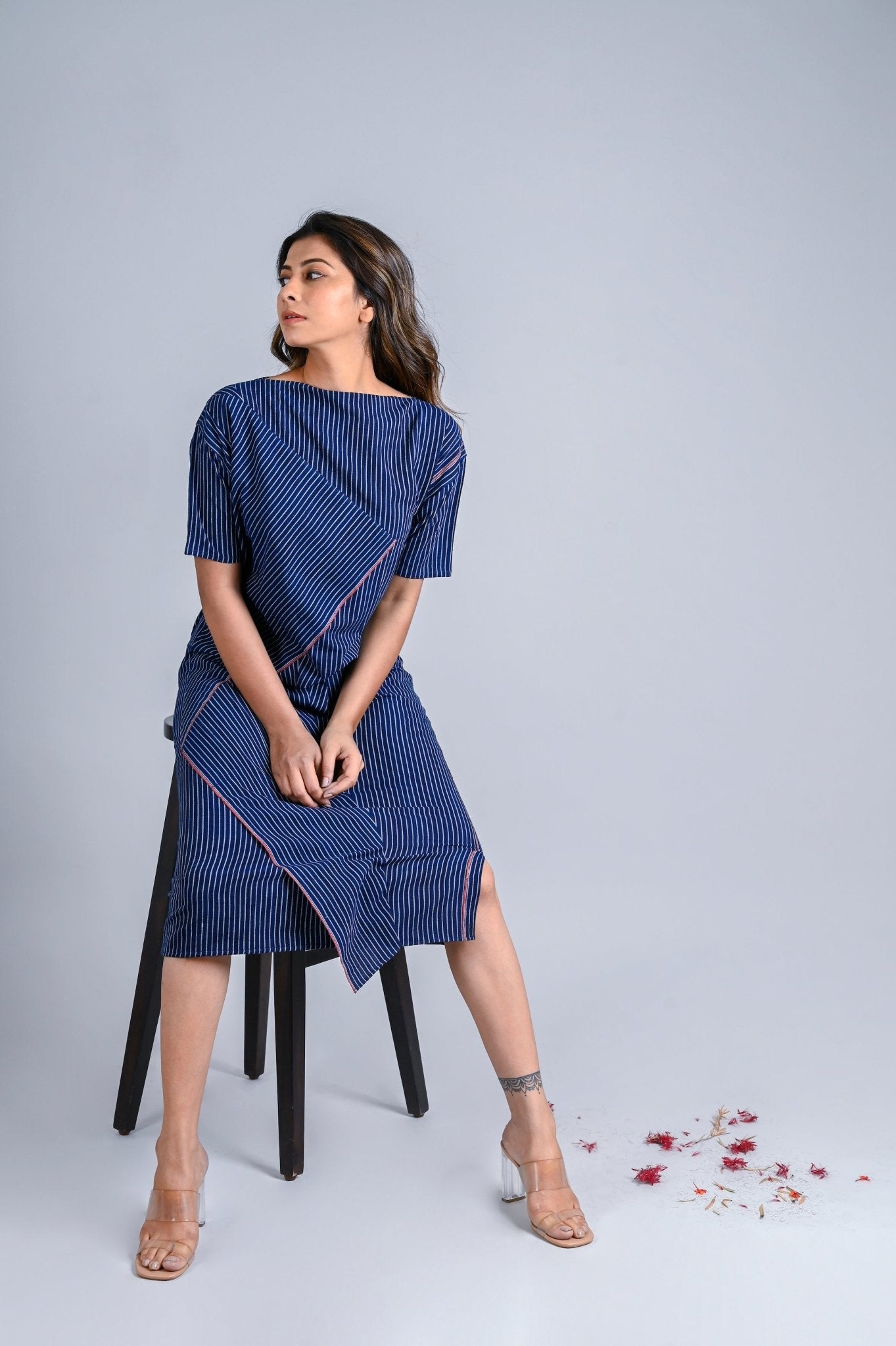 Folded Dress Diagonal Detail - Zero Waste - CiceroniDressesRang by Rajvi
