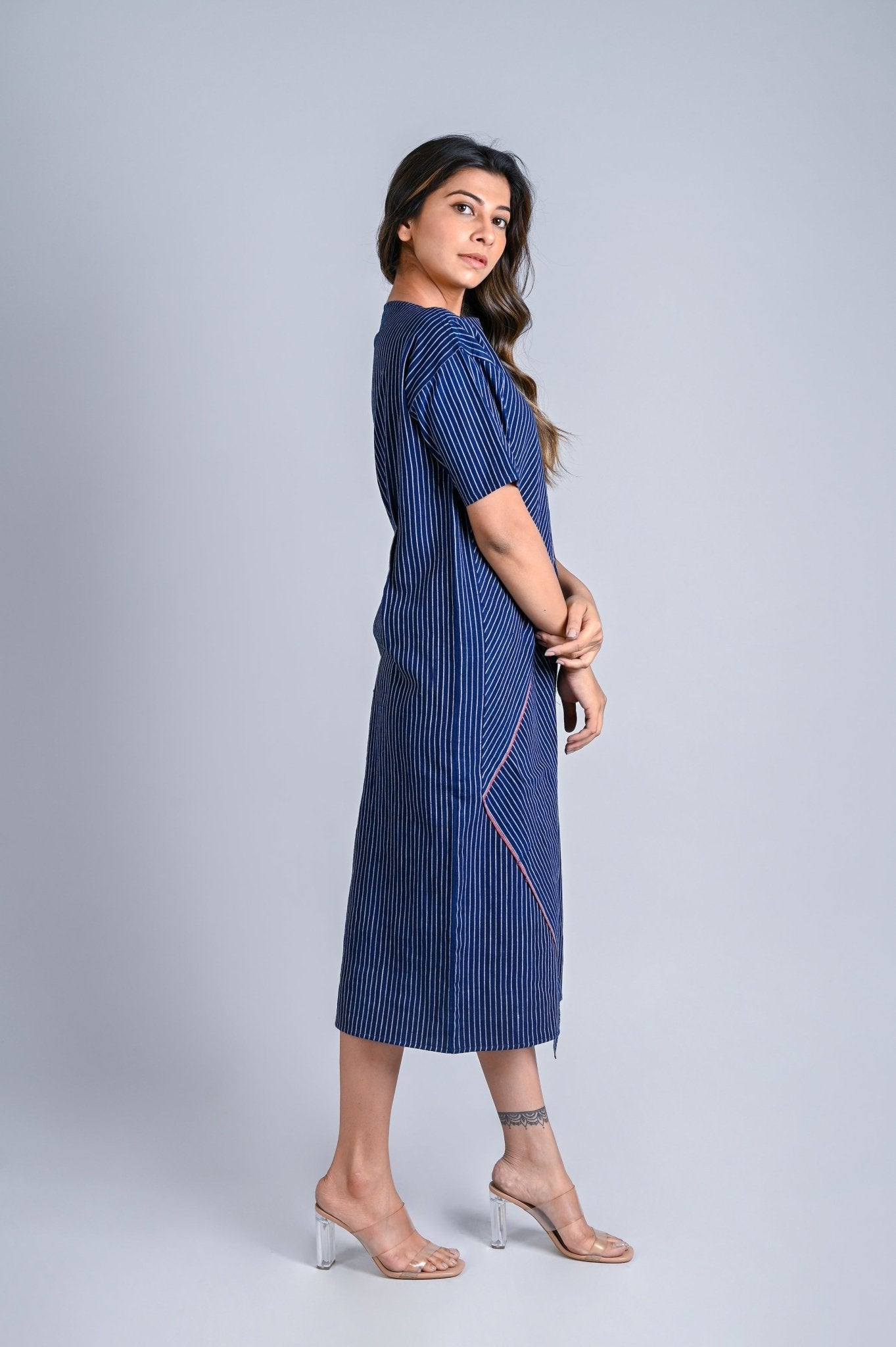 Folded Dress Diagonal Detail - Zero Waste - CiceroniDressesRang by Rajvi