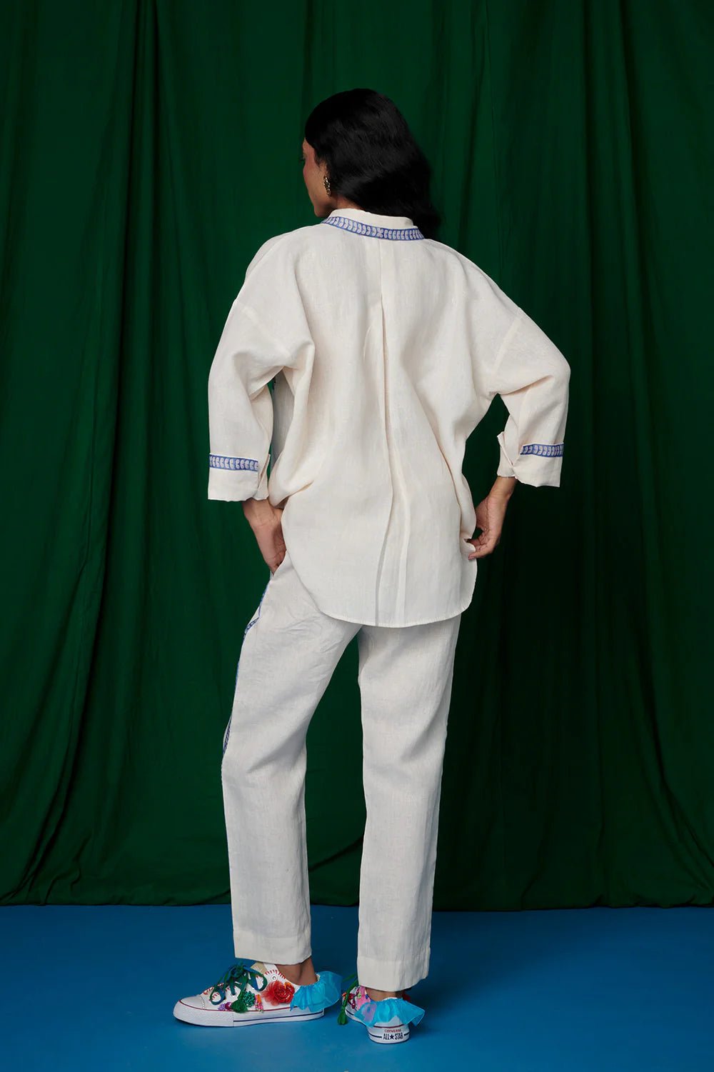 Foliage Linen Oversized Flared Shirt Set - CiceroniCo - ord SetSaphed