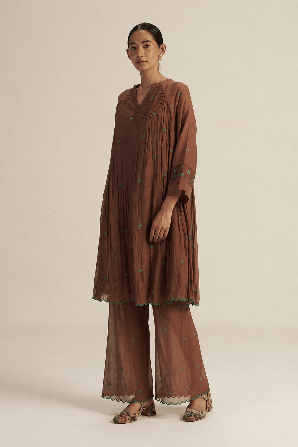Folio Set - Brown - CiceroniKurta Set, Festive WearGaach
