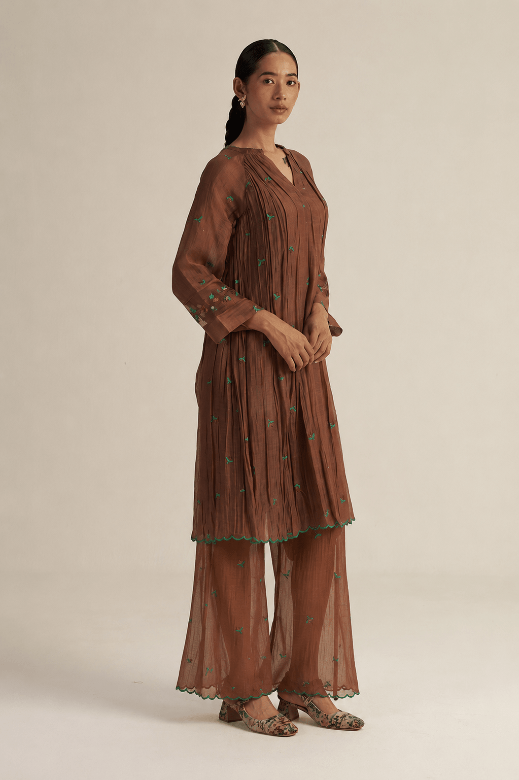 Folio Set - Brown - CiceroniKurta Set, Festive WearGaach