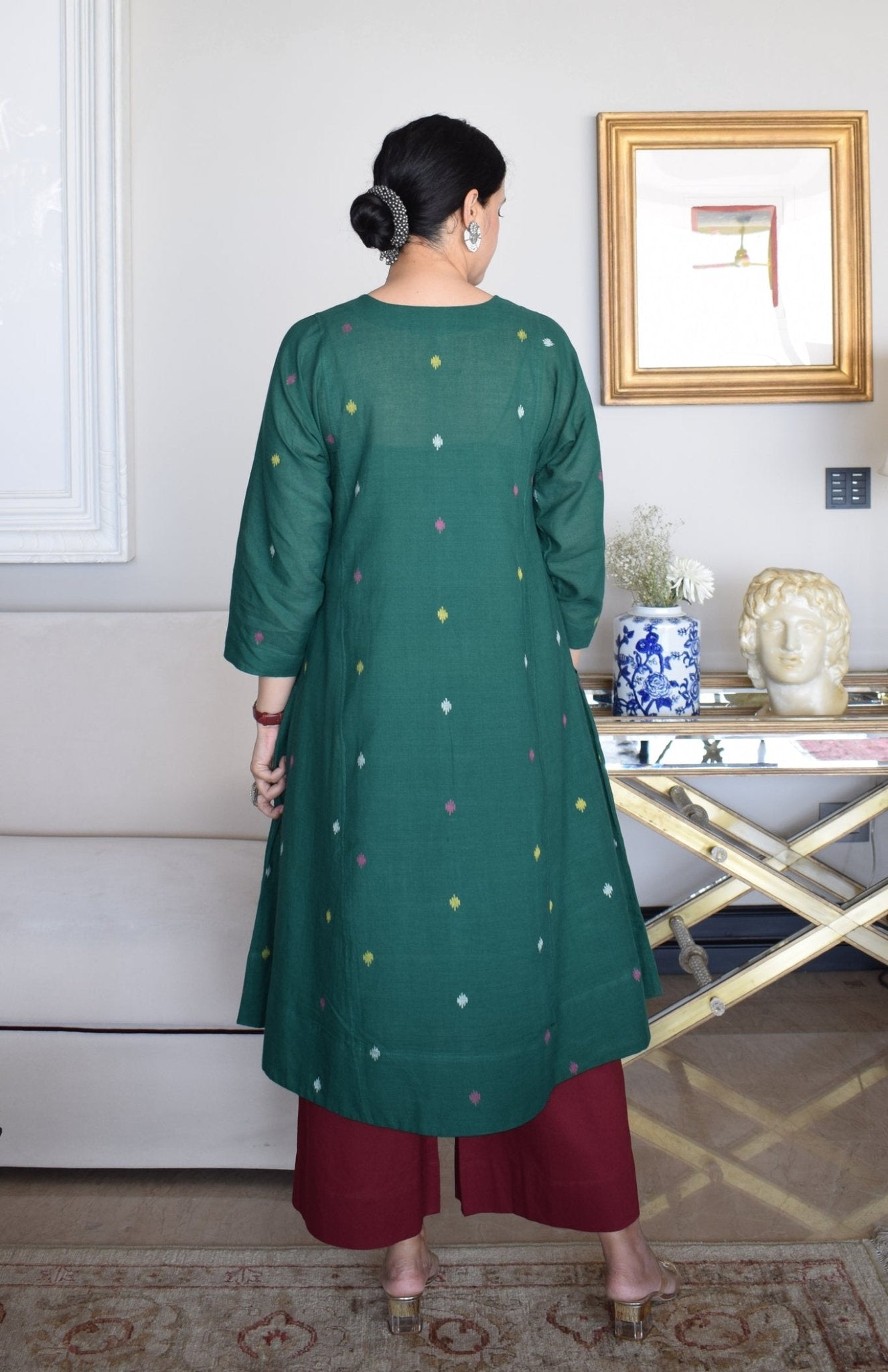 Forest Green Jamdani Phiran - CiceroniKurta, Everyday WearHouse of Moxa