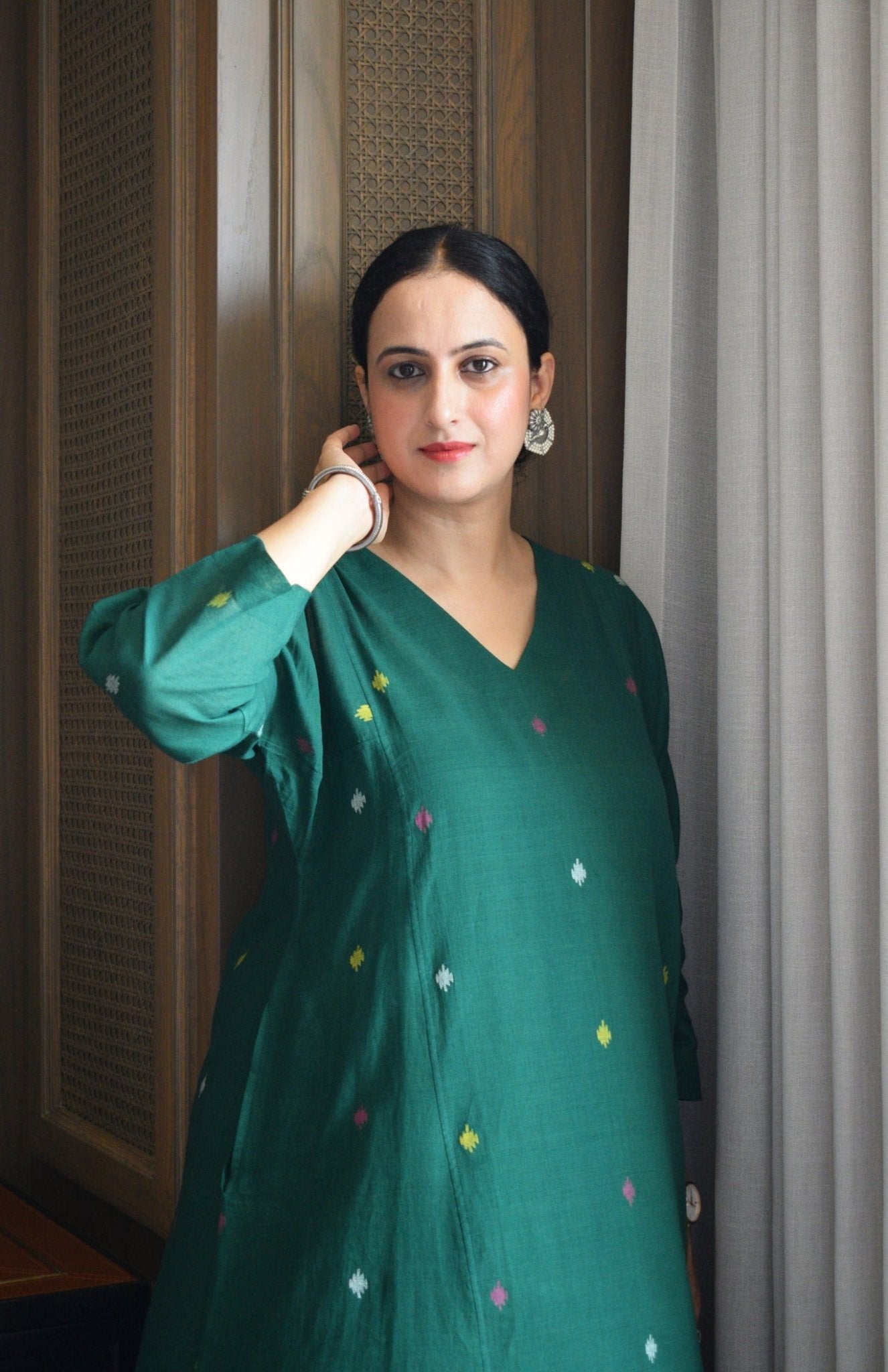 Forest Green Jamdani Phiran - CiceroniKurta, Everyday WearHouse of Moxa