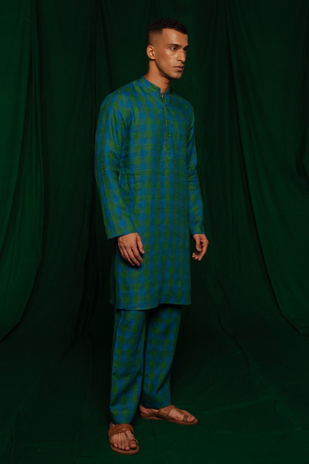 Forest Linen Men's Kurta Set - CiceroniKurta Set, Festive WearSaphed