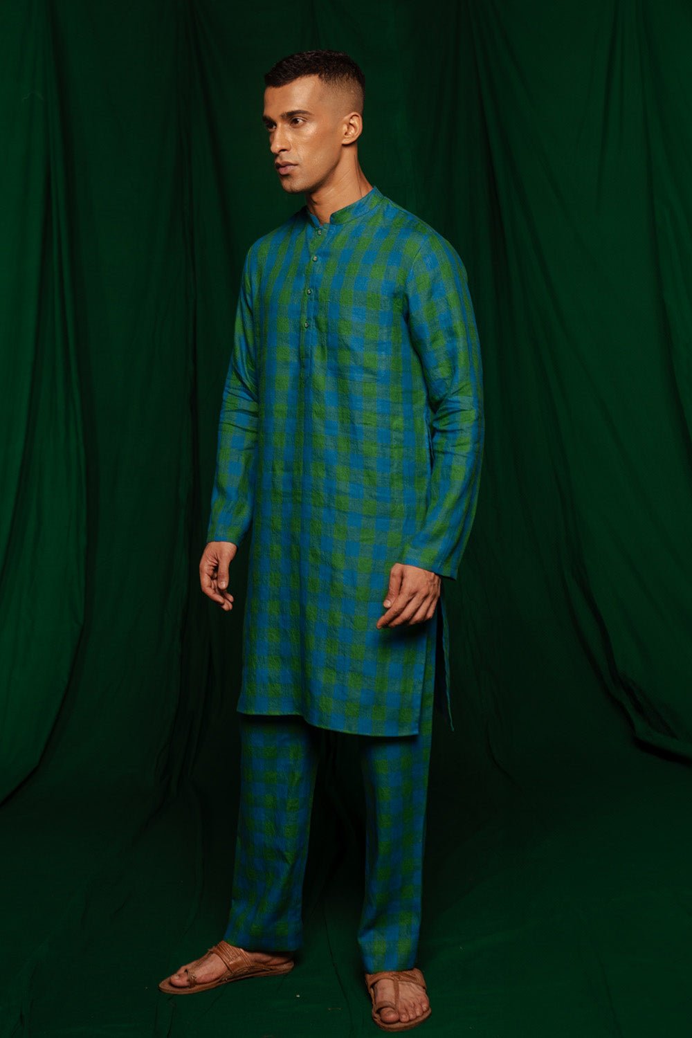 Forest Linen Men's Kurta Set - CiceroniKurta Set, Festive WearSaphed