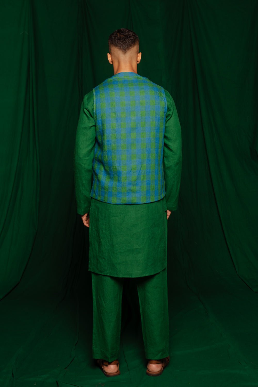 Forest Linen Nehru Jacket - CiceroniJacketsSaphed