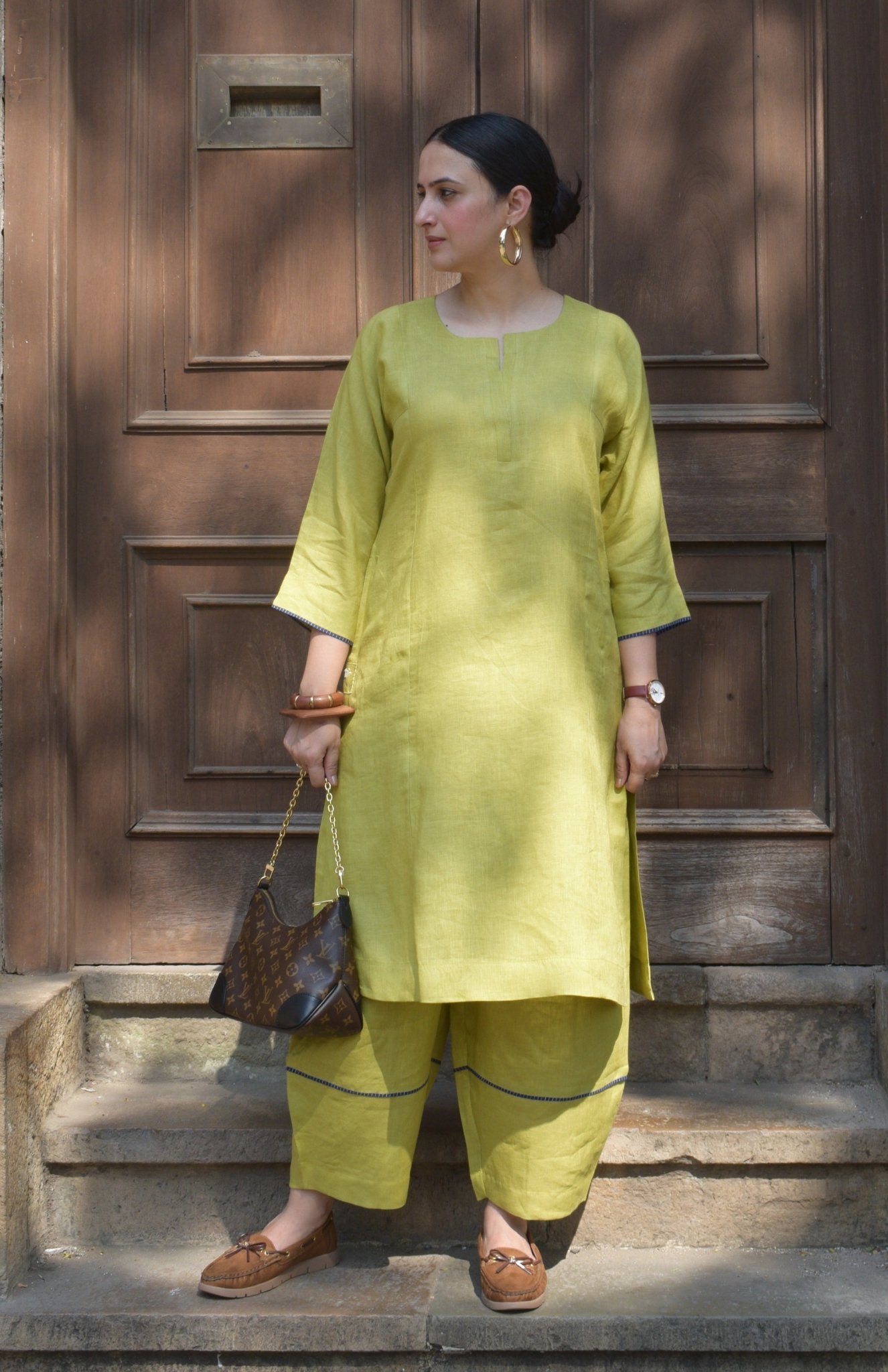 Fresh Lime Linen Co Ord Set - CiceroniKurta Set, Everyday WearHouse of Moxa
