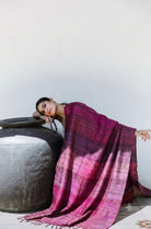 Fuchsia Checks Peace Silk Scarf for Women - CiceroniScarfAeshaane