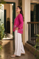 Fuchsia Pink Jamdani Top - CiceroniTopsSutra Art of Clothing