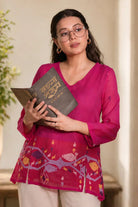 Fuchsia Pink Jamdani Top - CiceroniTopsSutra Art of Clothing