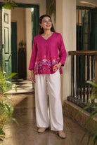 Fuchsia Pink Jamdani Top - CiceroniTopsSutra Art of Clothing