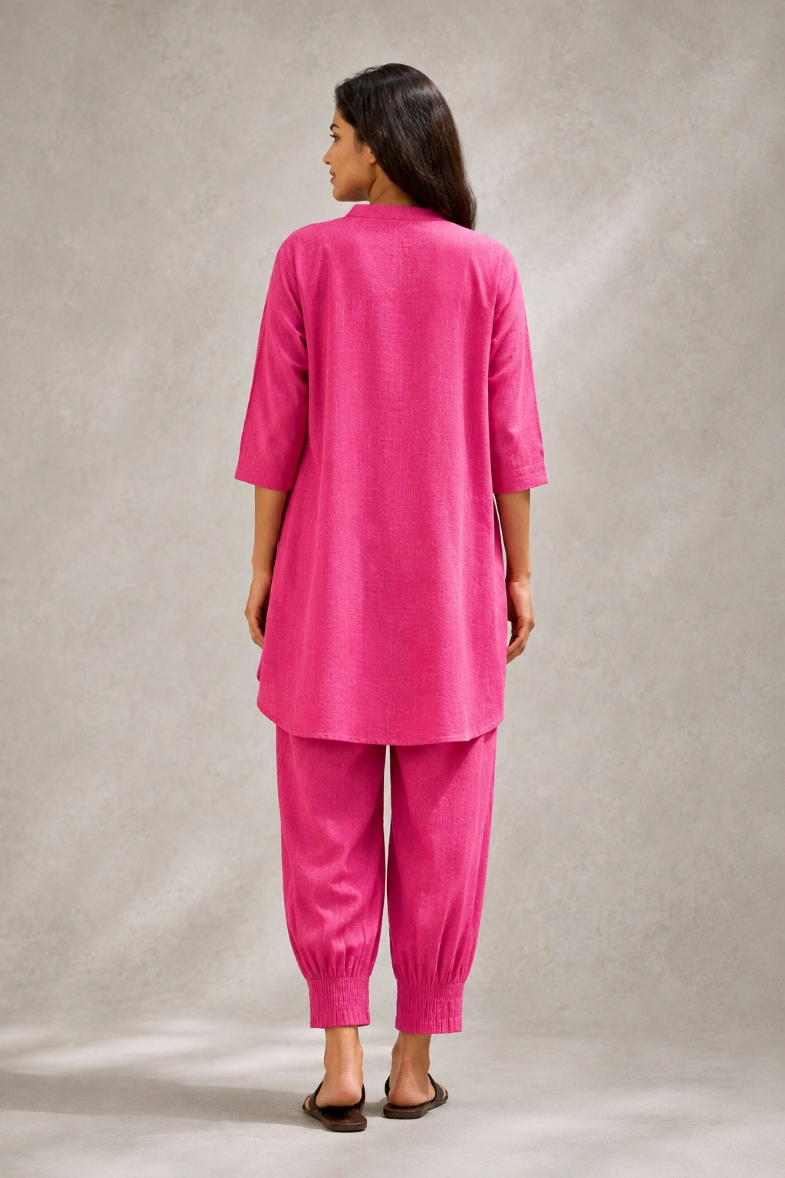 Fuchsia Pink Khadi Cotton Co-ord Set - CiceroniKurta Set, Everyday WearSutra Art of Clothing