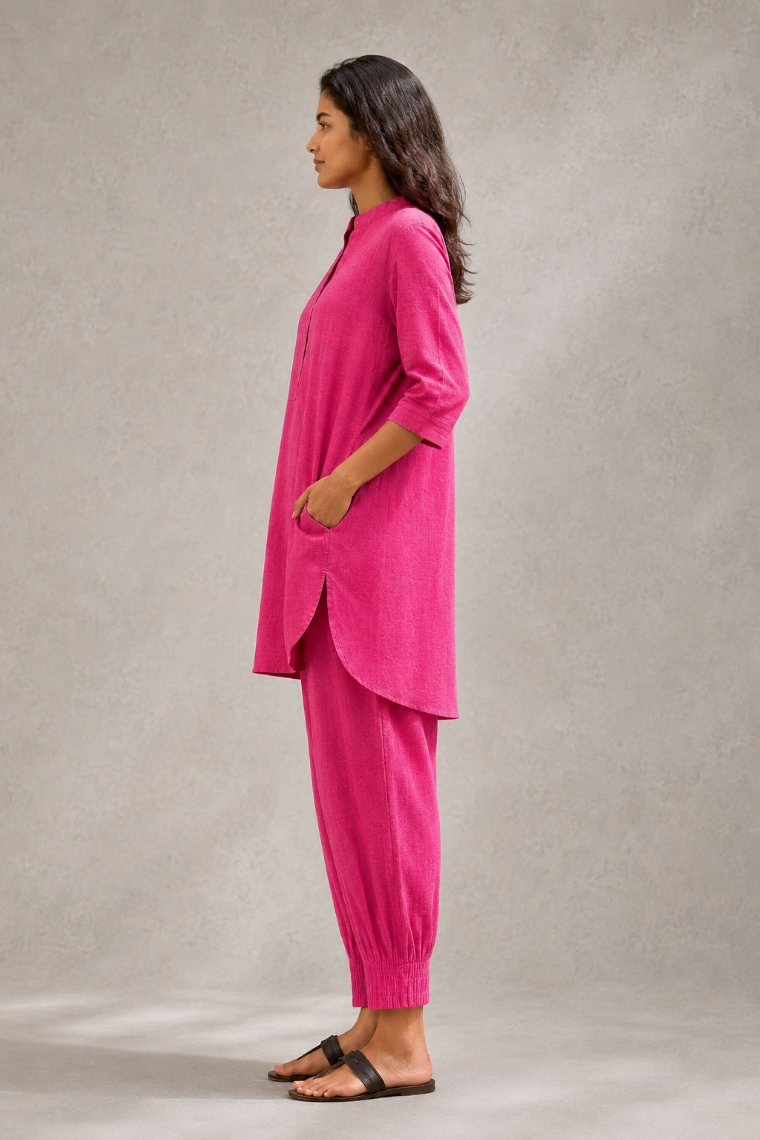Fuchsia Pink Khadi Cotton Co-ord Set - CiceroniKurta Set, Everyday WearSutra Art of Clothing