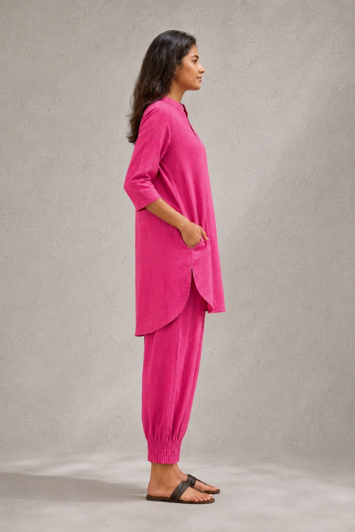 Fuchsia Pink Khadi Cotton Co-ord Set - CiceroniKurta Set, Everyday WearSutra Art of Clothing