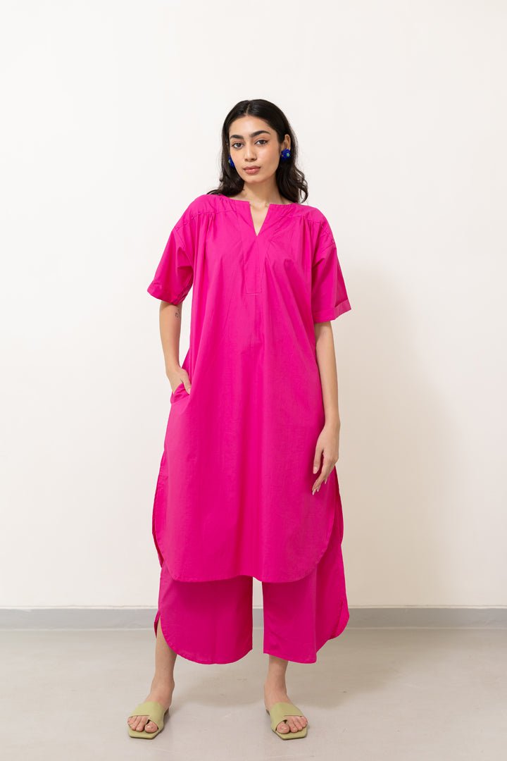 Fuchsia Tunic Co - ord Set - CiceroniKurta Set, Everyday WearSilai Studio