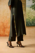 Fulard Kurta Set - Charcoal Grey - CiceroniKurta Set, Festive WearKhyati Rughani