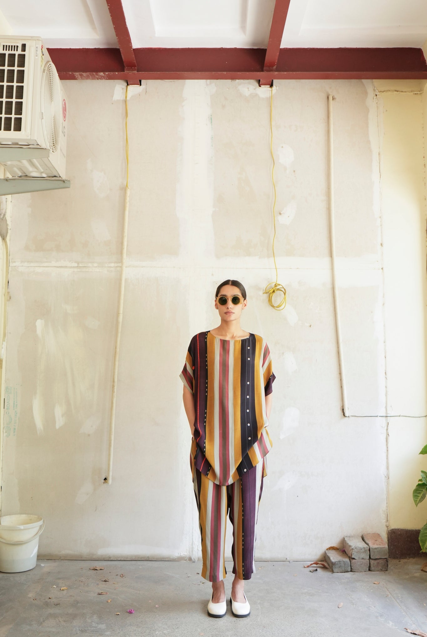 Garden Co - ord Set In Nadu Stripes Print - CiceroniCo - ord SetNIKYTA