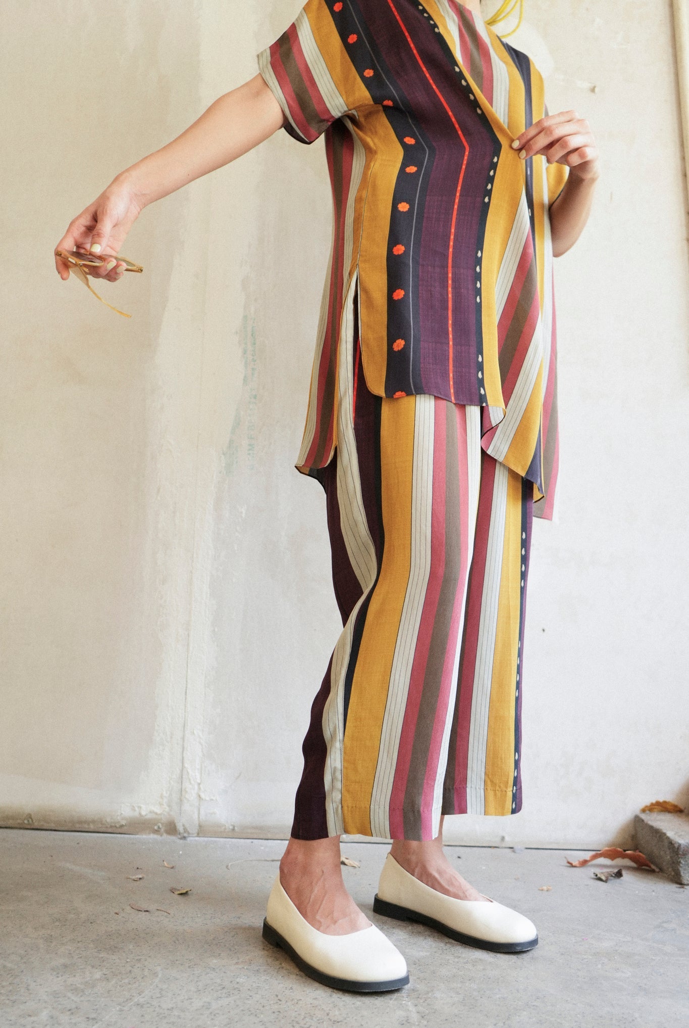 Garden Co - ord Set In Nadu Stripes Print - CiceroniCo - ord SetNIKYTA