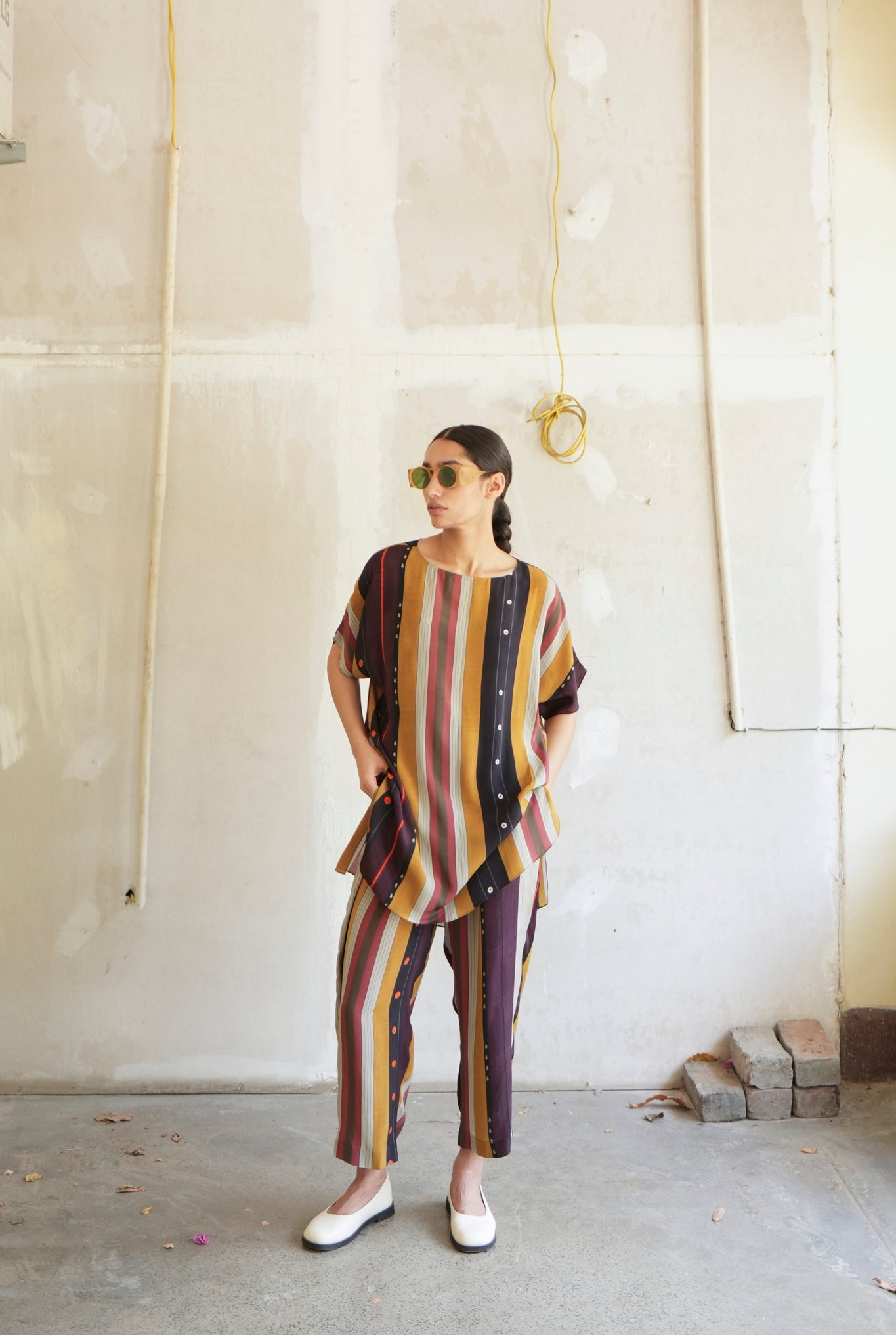 Garden Co - ord Set In Nadu Stripes Print - CiceroniCo - ord SetNIKYTA