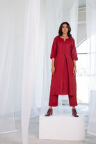 Garnet Adorned Linen Kurta - CiceroniKurta, Everyday WearSilai Studio