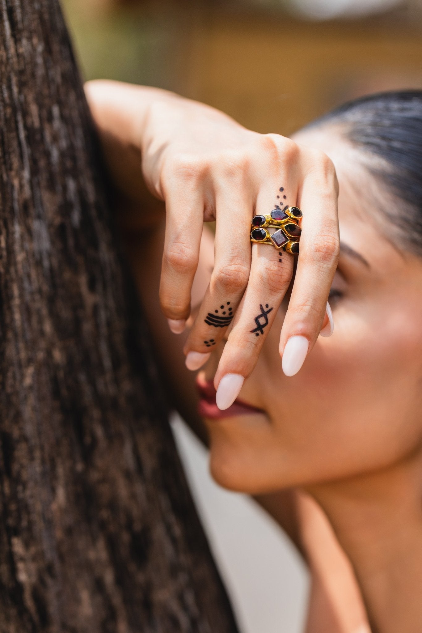 Garnet Stack Ring - CiceroniRingUnbent