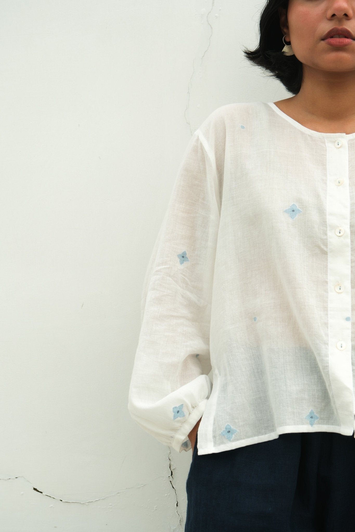 Gathering Flowers: Jamdani Blouse - CiceroniWomen Shirtswith N.
