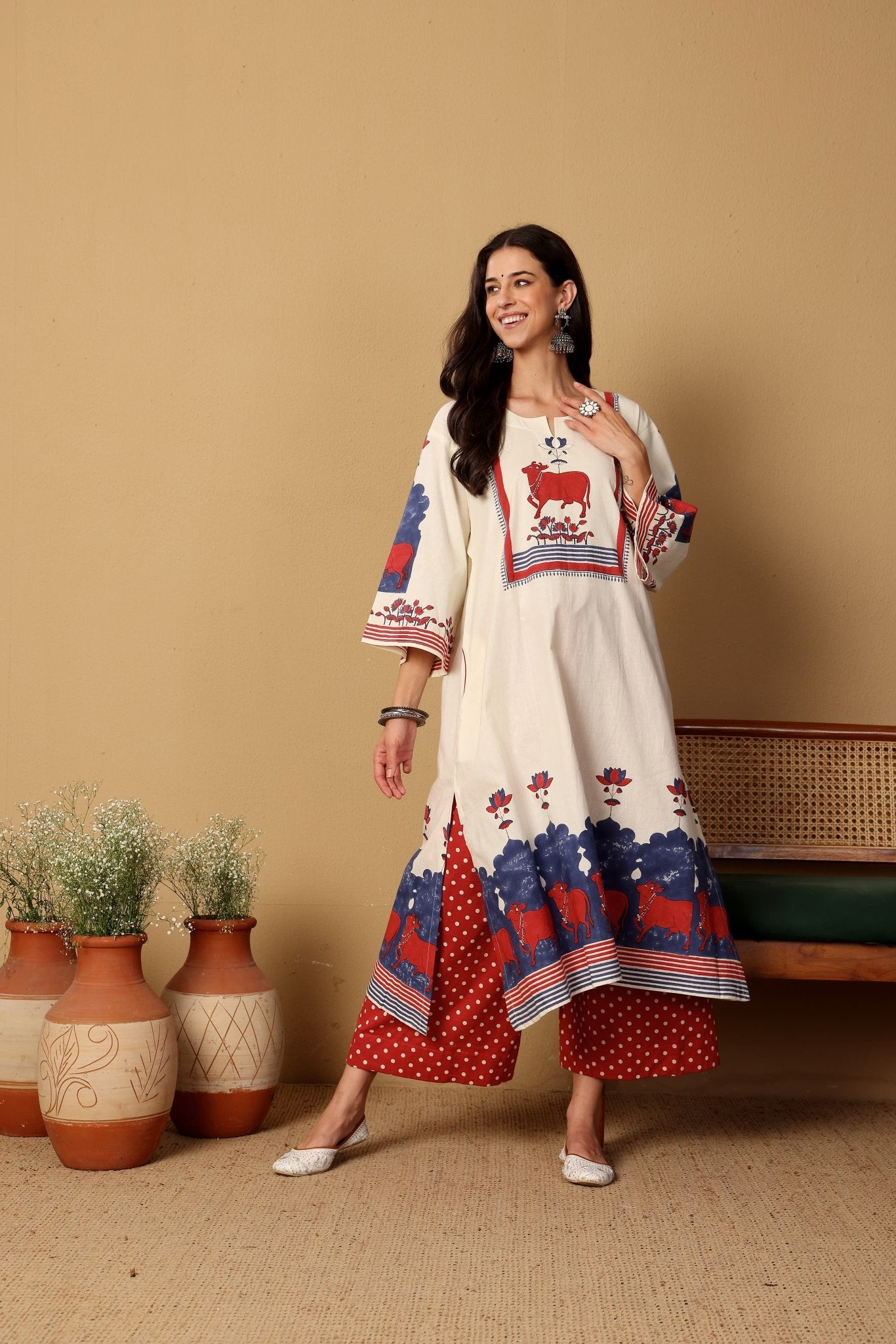 Gauri Set - Red and White - CiceroniKurta Set, Everyday WearSheetal Joshi Verma