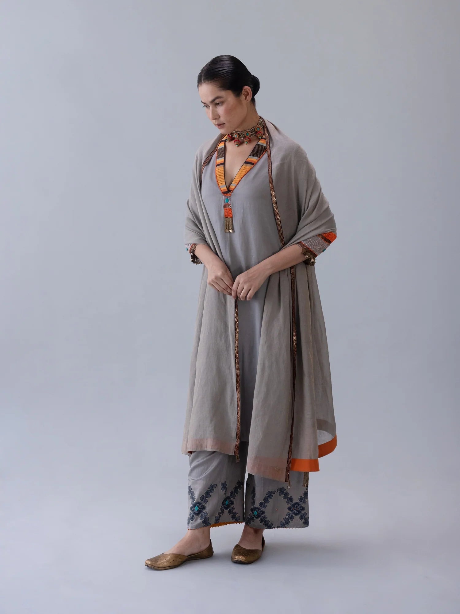 Gawa Grey Dupatta - CiceroniDupattaShades of India