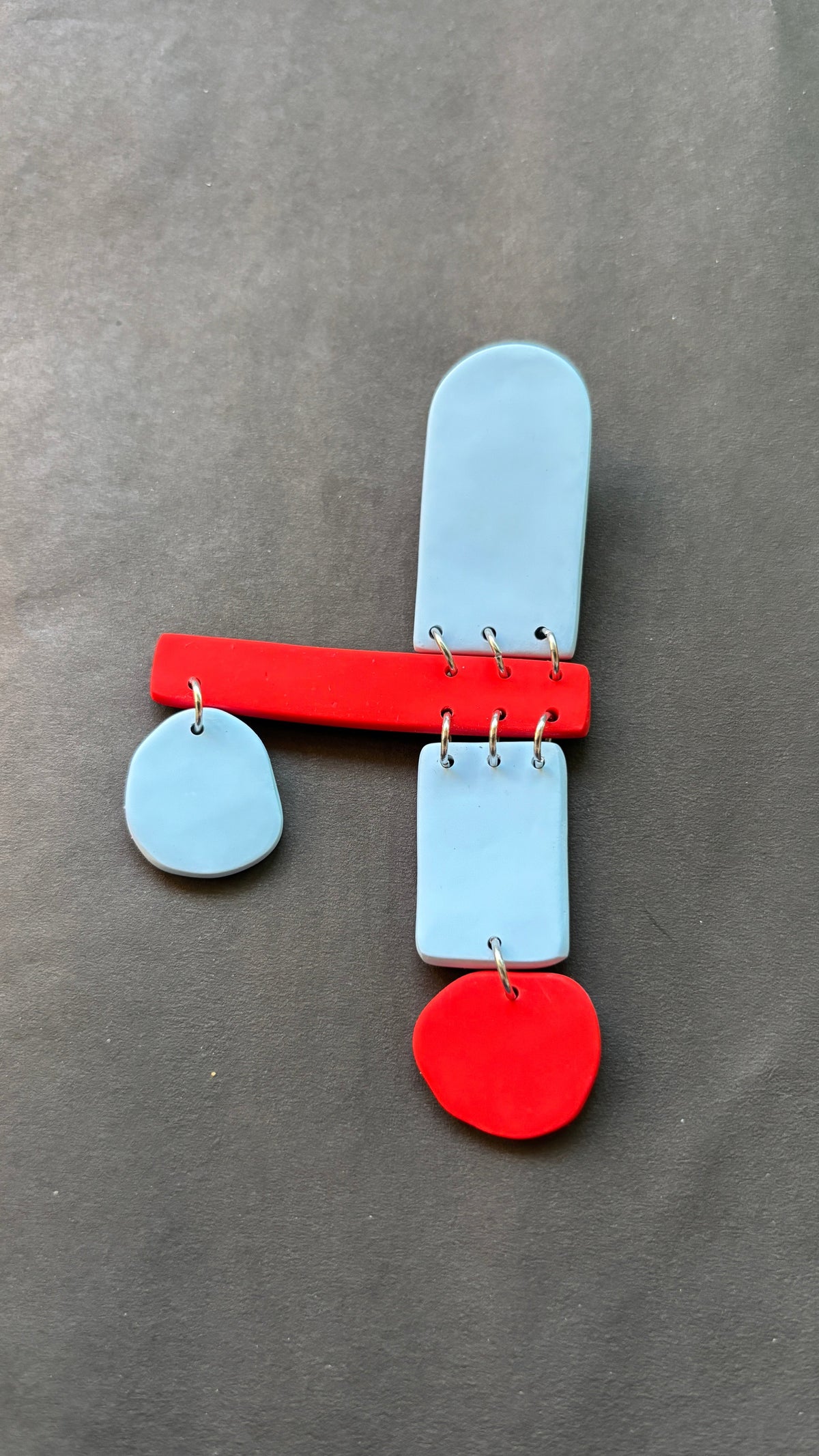 Geomet - Red and Pale Blue - CiceroniEarringsColoured Ears