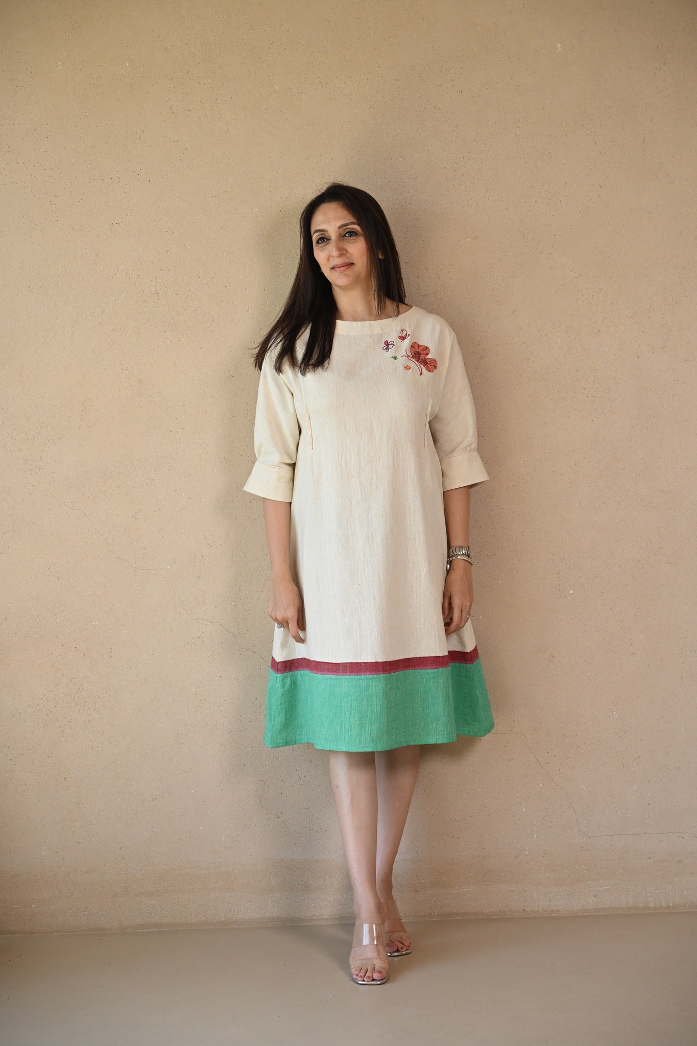 Gigi Dress - White & Green - CiceroniDressesRang by Rajvi