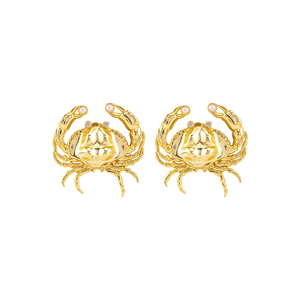 Gold Crab Studs - CiceroniEarringUnbent