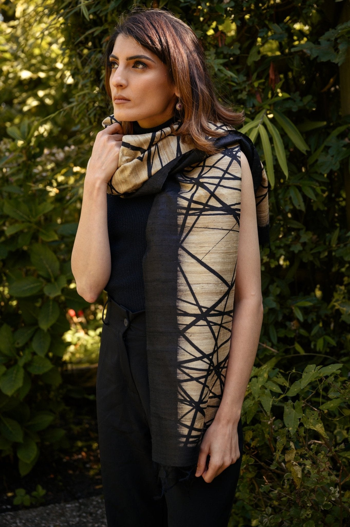 Gold Lattice Peace Silk Scarf - CiceroniScarfAeshaane