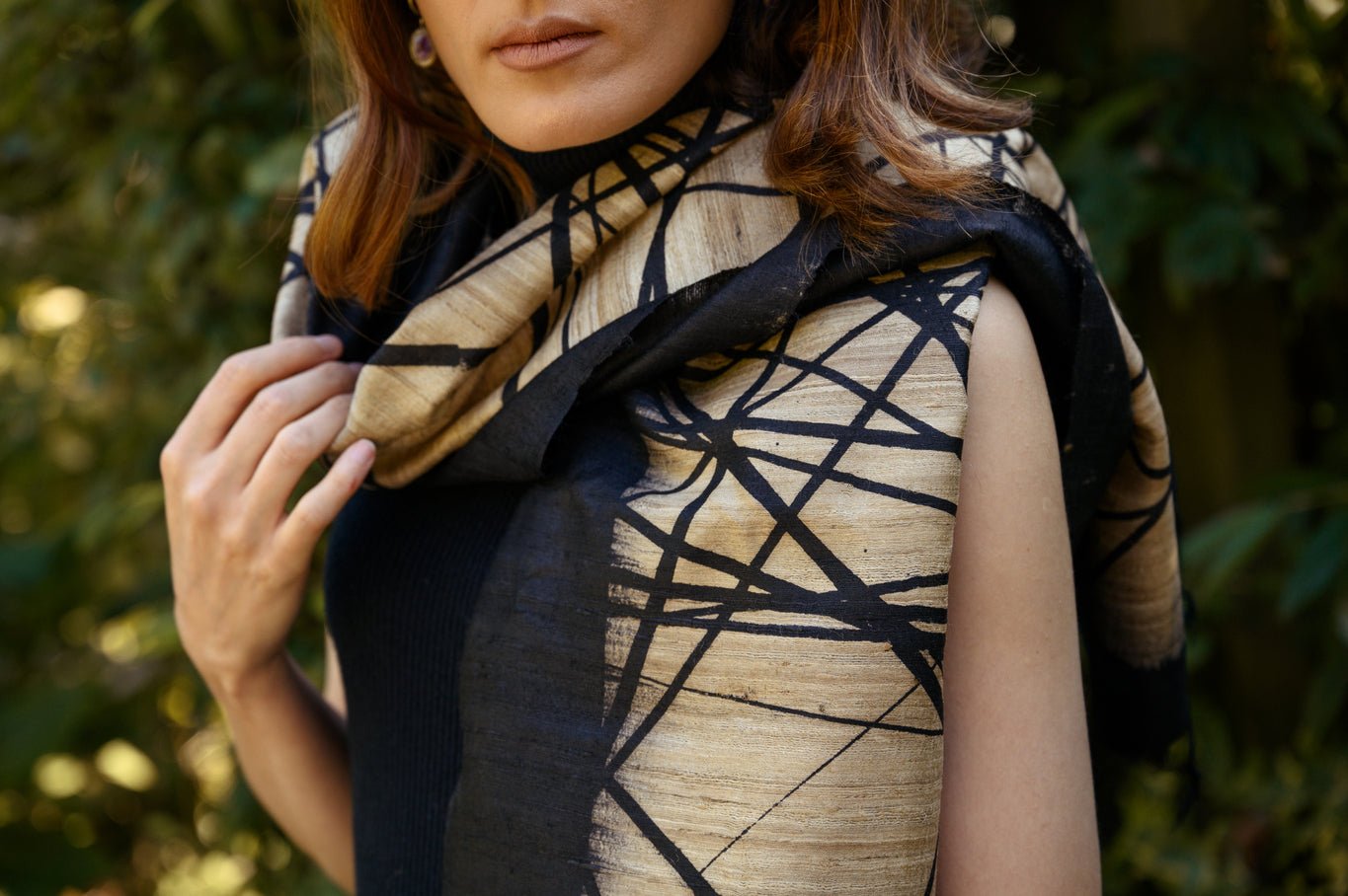Gold Lattice Peace Silk Scarf - CiceroniScarfAeshaane