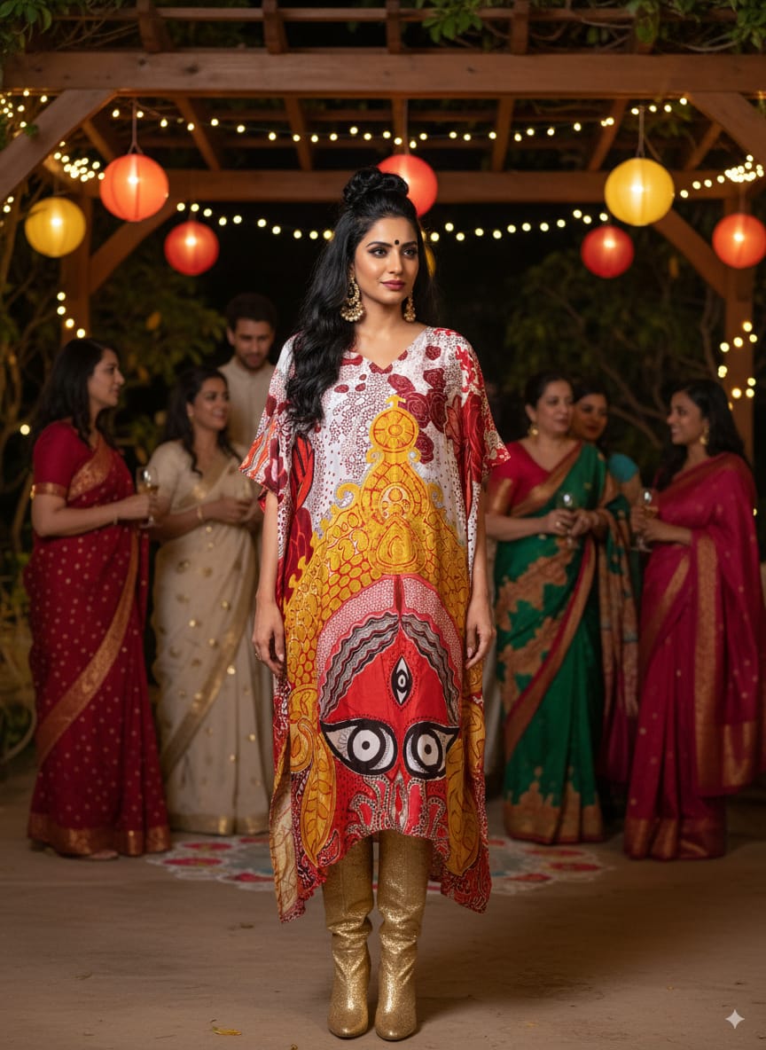 Golden Goddess Durga Kaftan - CiceroniKaftanRed Lotus Stories