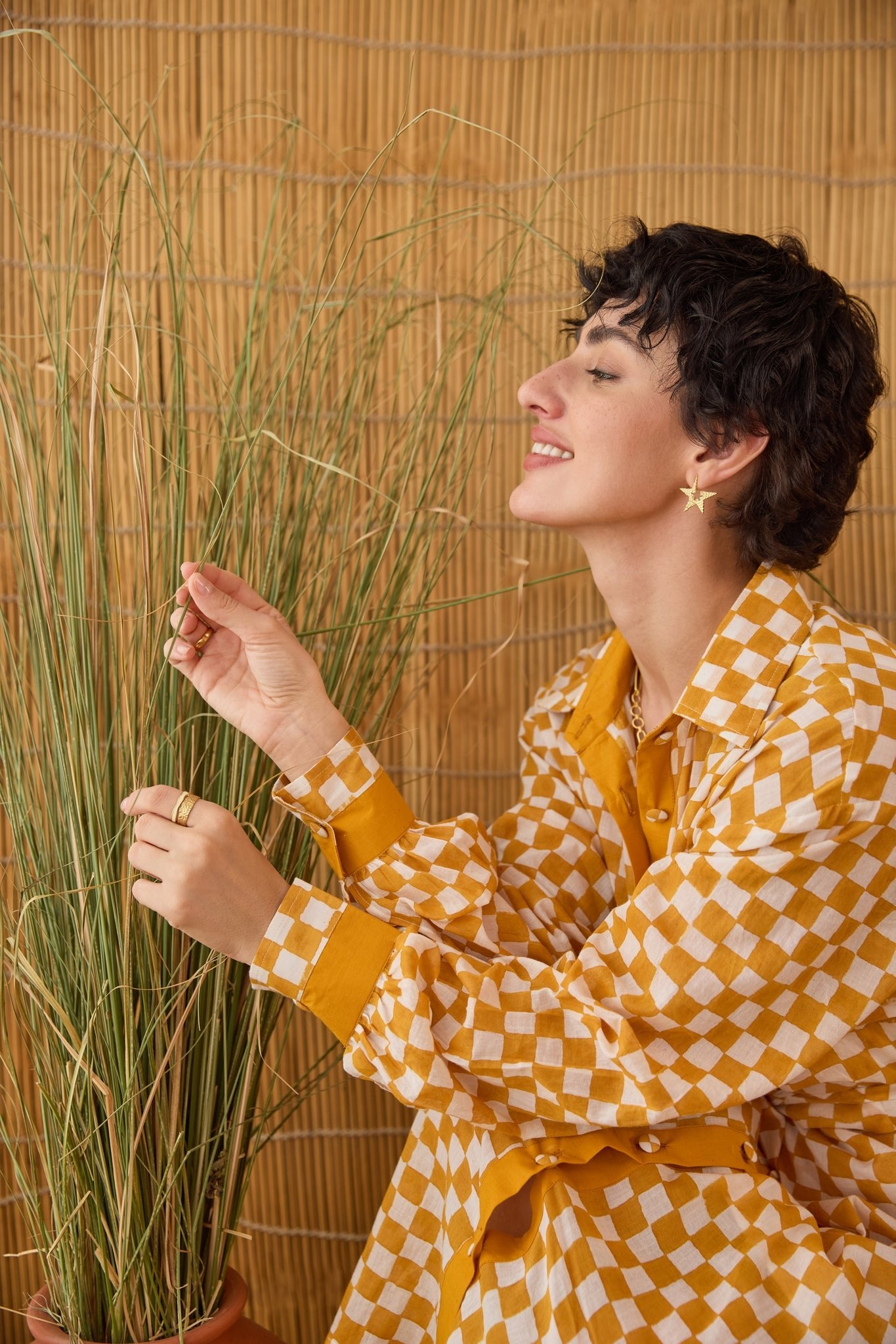 Golden Hour Gingham Shirt Dress - CiceroniDressesTaro