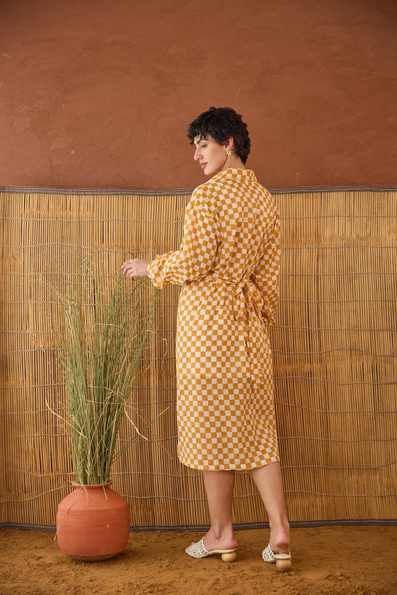 Golden Hour Gingham Shirt Dress - CiceroniDressesTaro