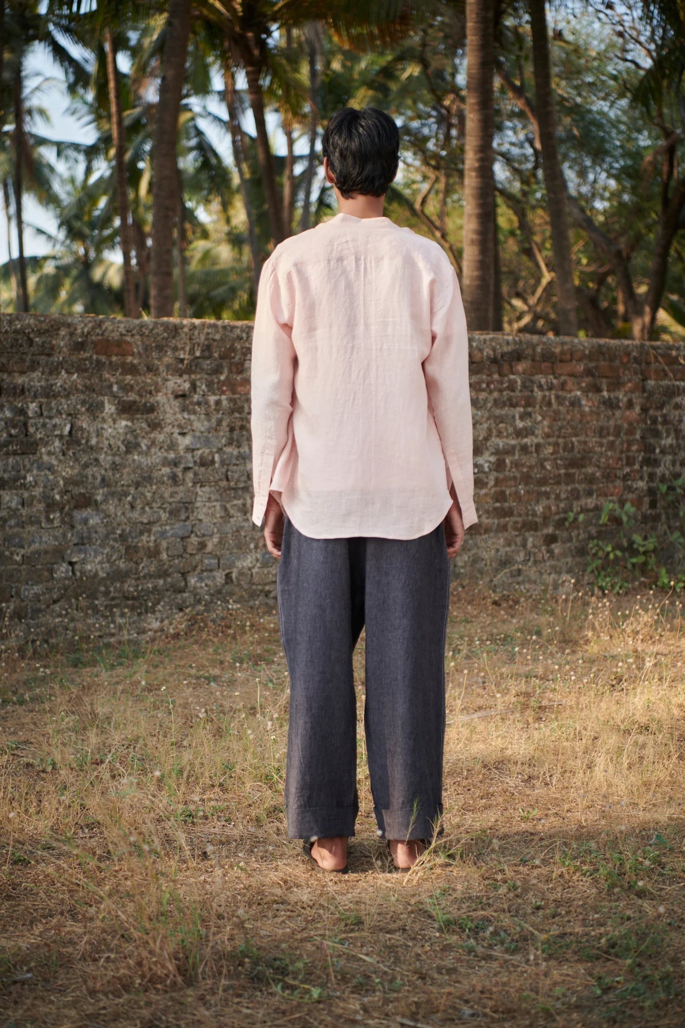 Graphite Linen Denim Men's Baggy Pants - CiceroniPantsSaphed