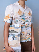 Grazing Sheep Orange - Hand Embroidered Unisex Printed Linen Shirt - CiceroniShirtsCultura Studio