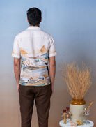 Grazing Sheep Orange - Hand Embroidered Unisex Printed Linen Shirt - CiceroniShirtsCultura Studio