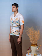 Grazing Sheep Orange - Hand Embroidered Unisex Printed Linen Shirt - CiceroniShirtsCultura Studio