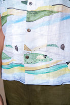 Grazing Sheep Yellow - Hand Embroidered Unisex Printed Linen Shirt - CiceroniShirtsCultura Studio