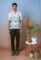 Grazing Sheep Yellow - Hand Embroidered Unisex Printed Linen Shirt - CiceroniShirtsCultura Studio