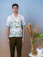 Grazing Sheep Yellow - Hand Embroidered Unisex Printed Linen Shirt - CiceroniShirtsCultura Studio