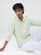 Green 100% Linen Stripes Shirt - CiceroniMen Shirtsbhrāta