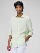 Green 100% Linen Stripes Shirt - CiceroniMen Shirtsbhrāta