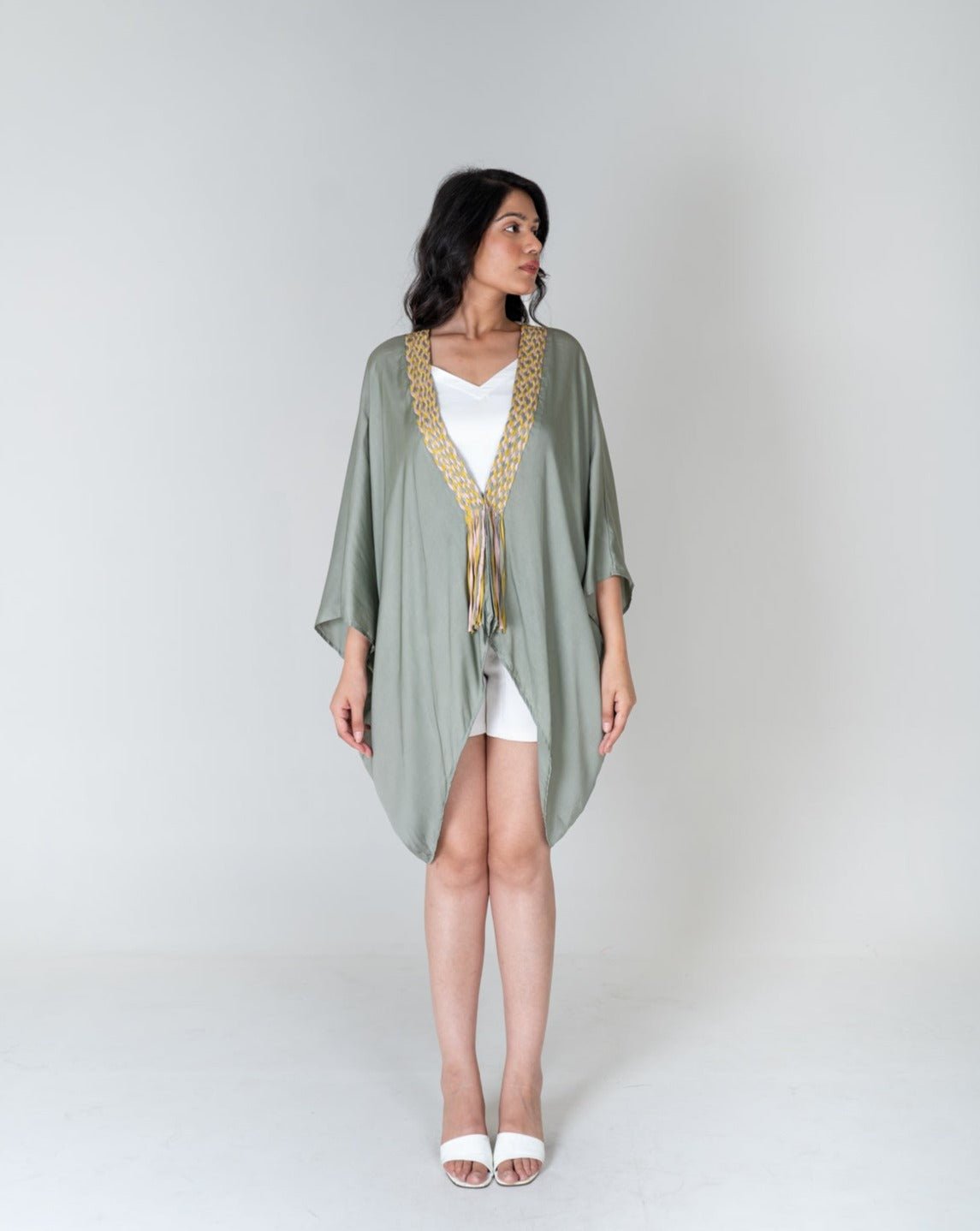Green Braided Short Cape - CiceroniCapeNeora